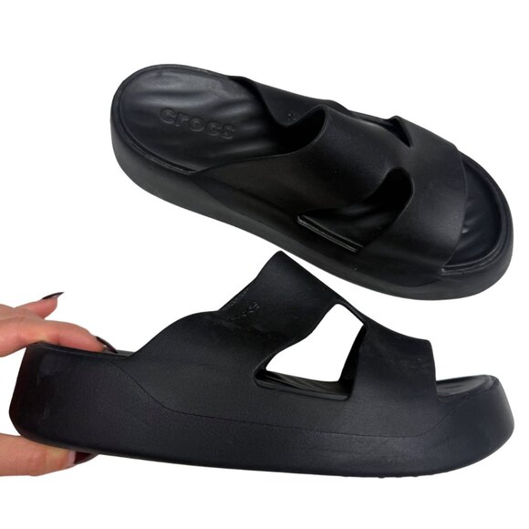 Black Crocs Getaway Platform H-Strap Sandals – Women’s Size 8 – fits 7.5 Wide - Picture 4 of 10